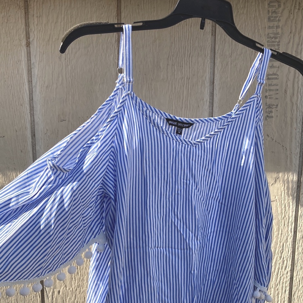 Cold shoulder pom pom blouse